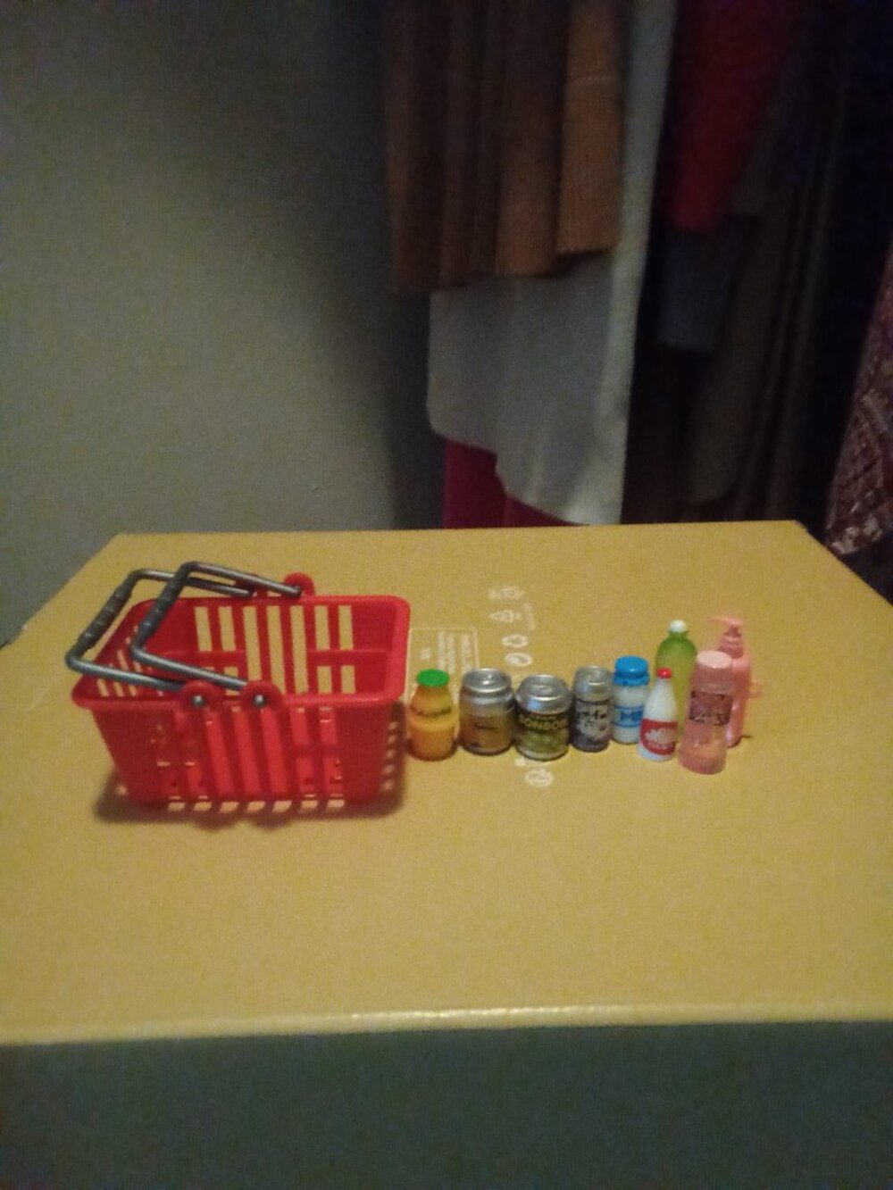 Mini Grocery Basket Food Drink Accessories Dollhouse Miniatures Lot